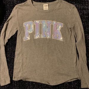 Pink Victoria’s Secret long sleeve t-shirt w/bling